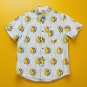 Creepy Co Have A Nice Decay Skull Smile Button Up Halloween Shirt Men’s M